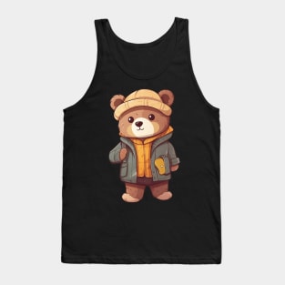 A cute teddy bear wearing street fashion Tank Top